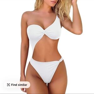 White One-Shoulder Women's Swimsuit